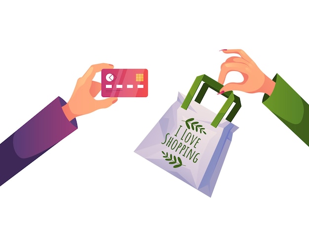 Вектор Супермаркет коммерческий продуктовый онлайн оплата с помощью элемента графического дизайна концепции кредитной карты
