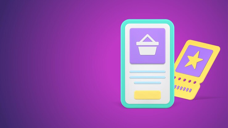 Vector supermarket grocery shopping smartphone application sale coupon 3d icon vector illustration