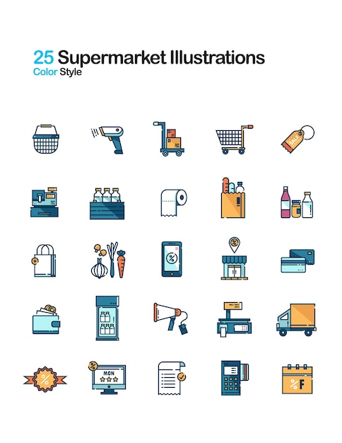 Supermarket lineal color illustration