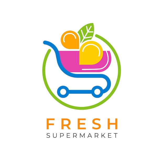 Vector supermarket logo with shopping cart