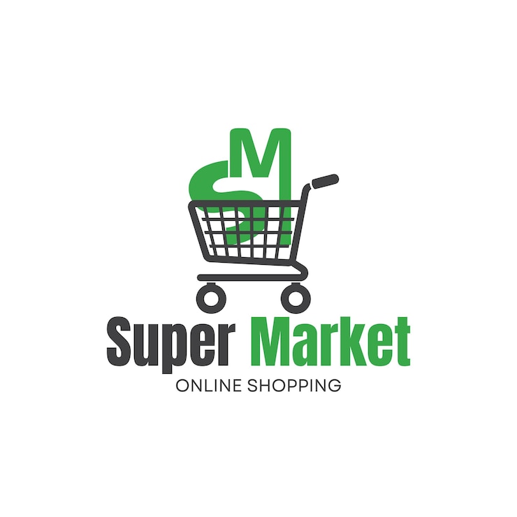 Vector supermarket online shopping logo