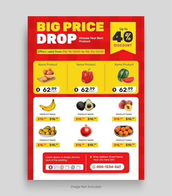 supermarket organic product sale catalog and grocery sale flyer template