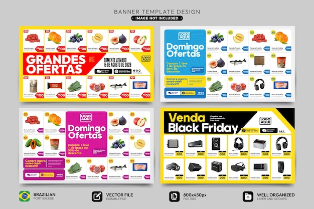 supermarket product catalog banner template collection