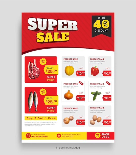 supermarket product promotion flyer template design