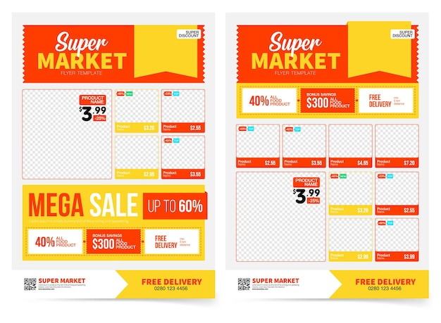 Modello di volantino per la promozione dei prodotti del supermercato design del poster del negozio annunci di generi alimentari volantino del supermercato