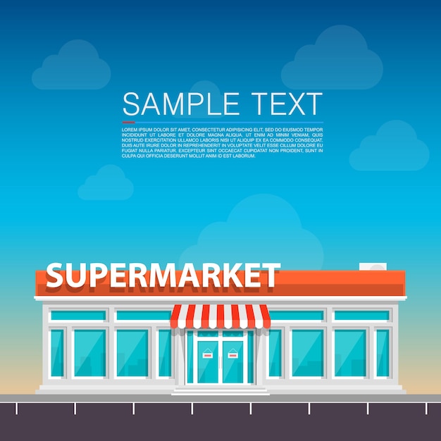 Supermarket on the roadside art. Vector illustration