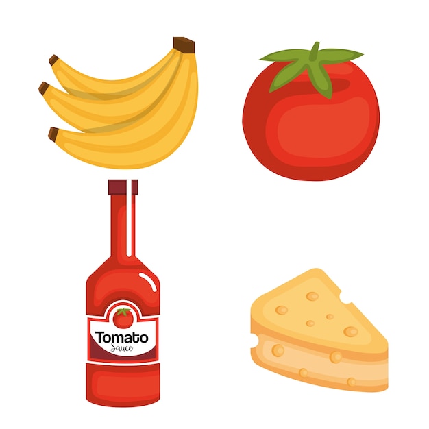 Supermarket set products icon