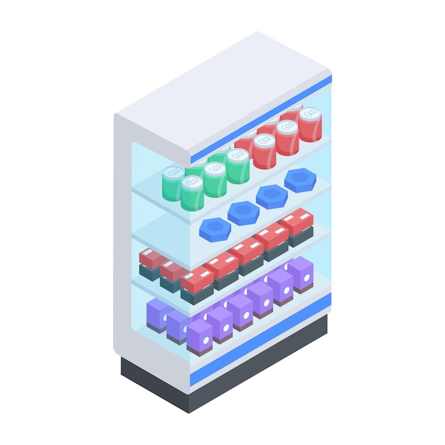 Supermarket Shelves Isometric Icon