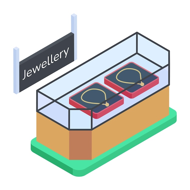 Vector supermarket shelves isometric icon