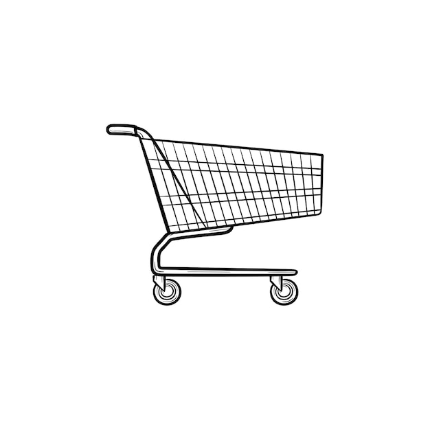 Supermarket shopping cart hand drawn outline doodle icon. Sale, business, e-commerce, market, trade concept