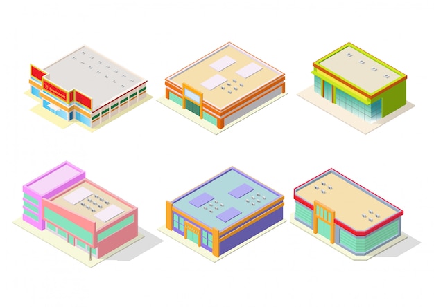 Supermarket or shopping mall building set