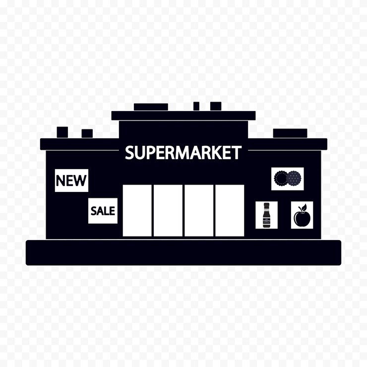 Vector supermarket silhouette vector illustration building graphic symbol