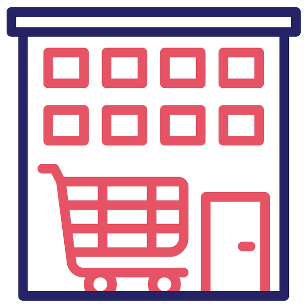 Vector supermarket vector icon illustration of shops and stores iconset