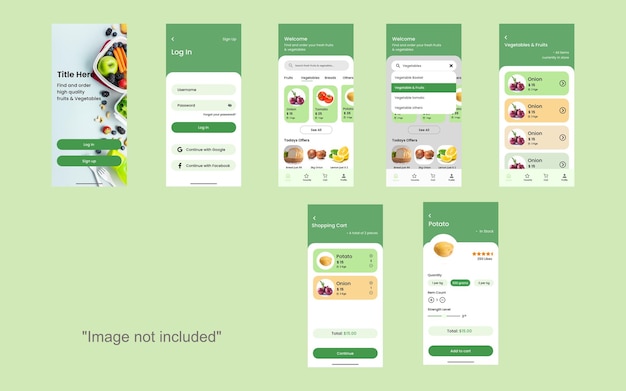 Supermarkt UI-ontwerp Eten bezorgservice scherm Online winkelconcept