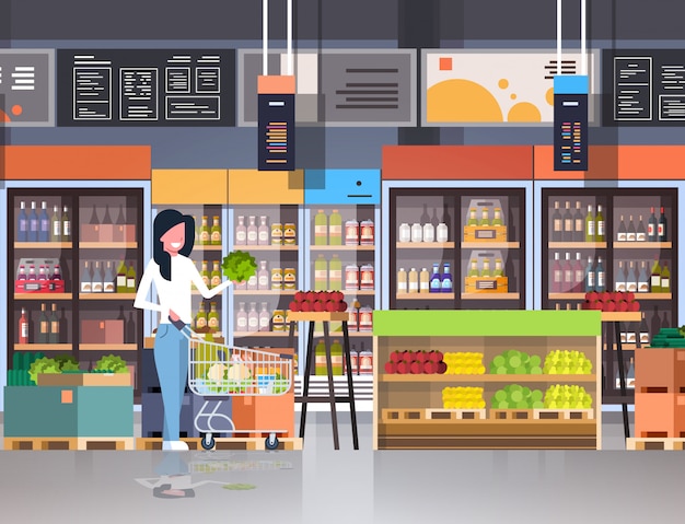 supermarkt vrouw klant met winkelwagentje