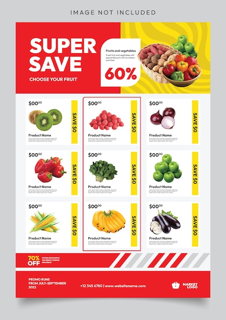 Supermarkt winkel prijs korting promotie folder sjabloon