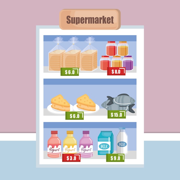 Supermarktplank met producten