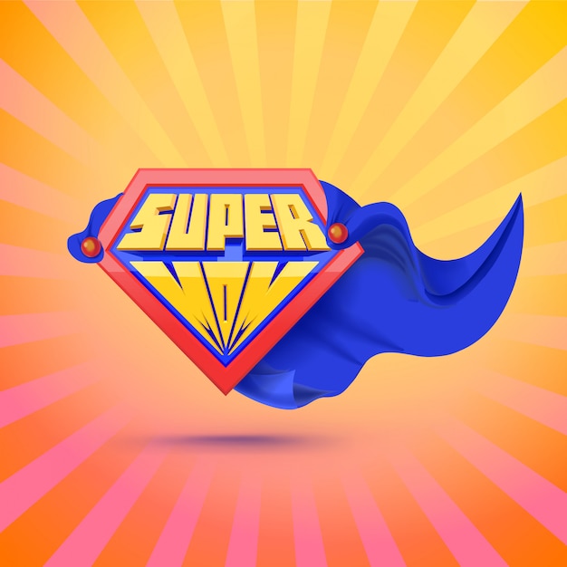 Vector supermoeder. supermom-logo. moederdag concept. kaart voor moeder. komische stijl. leiderschap concept. illustratie