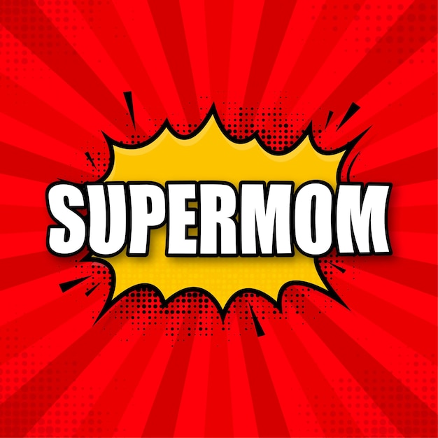 Supermom logo template frame with divergent rays super mom shield