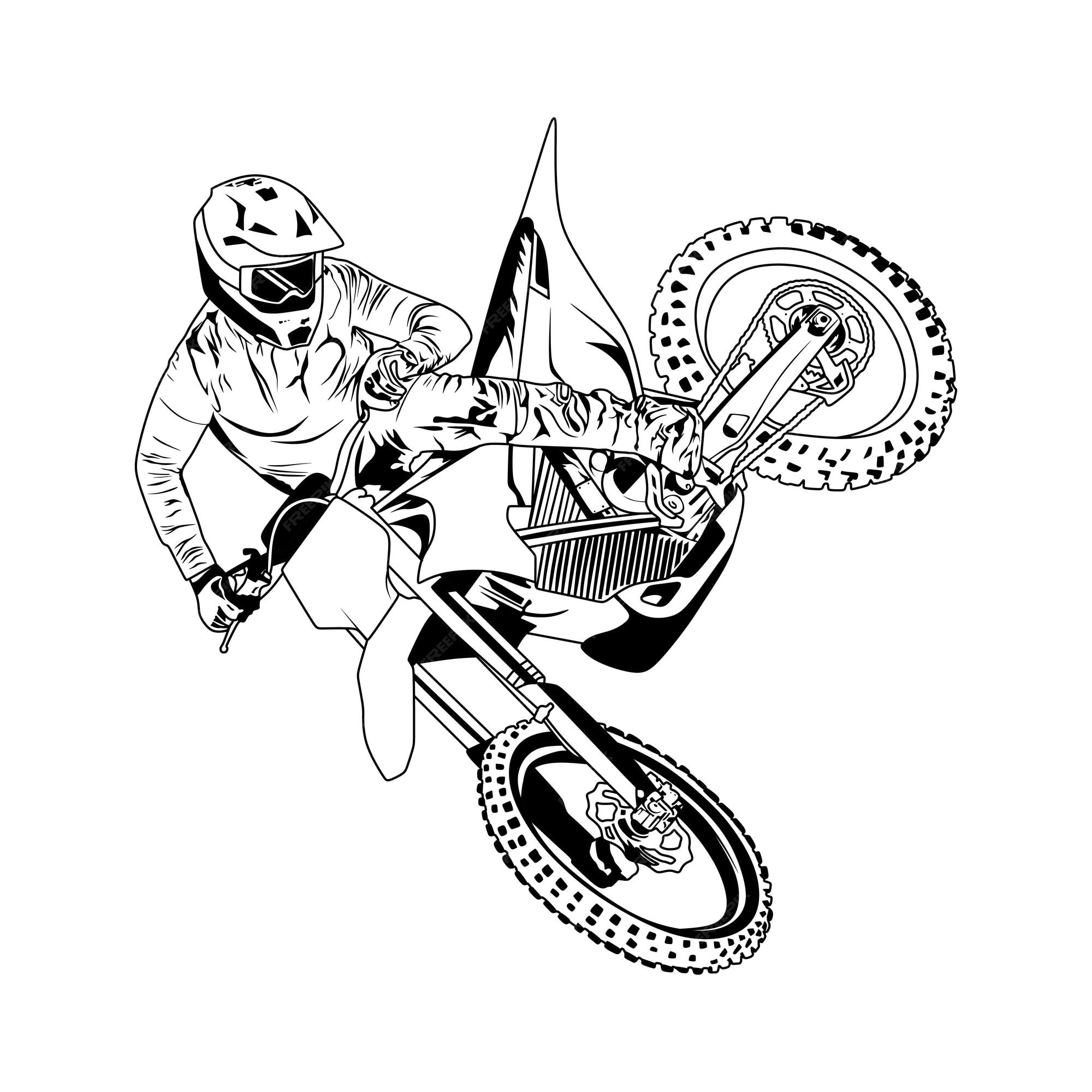 Moto Trail Illustration Black and White 15547732 Vector Art at