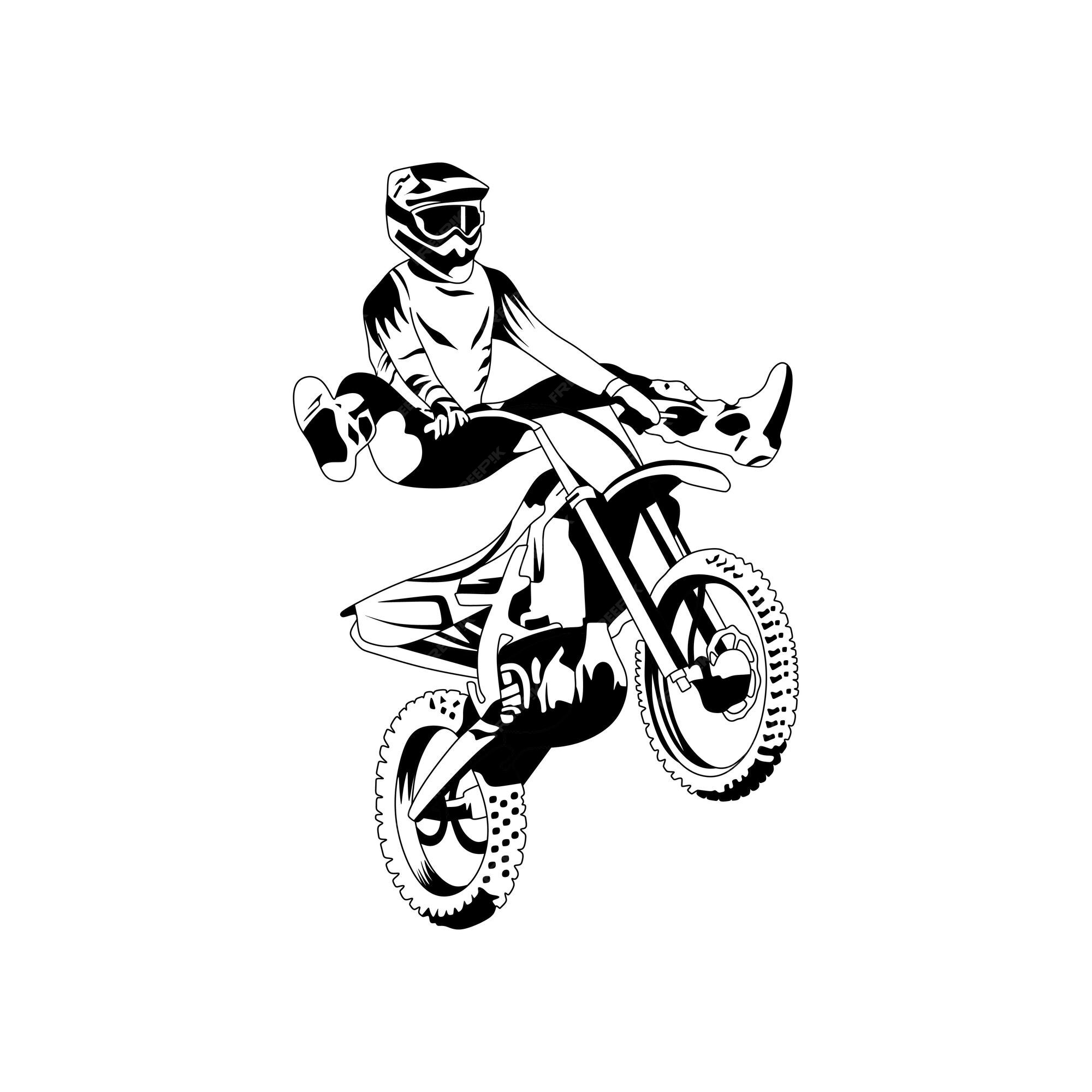 Moto Trail Illustration Black and White 15547732 Vector Art at