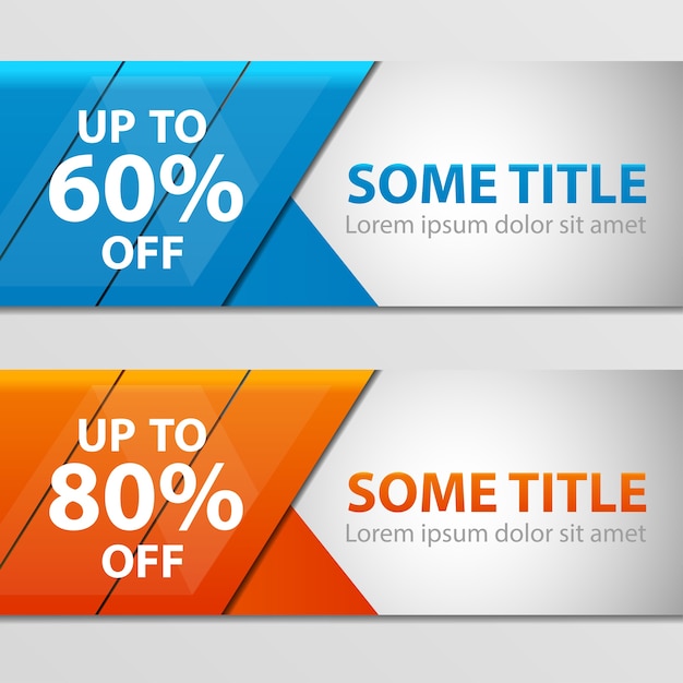 Superverkoopbanner geplakt -60%, -80% korting. blauw, oranje