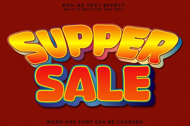 Vector supper sale 3d text effect