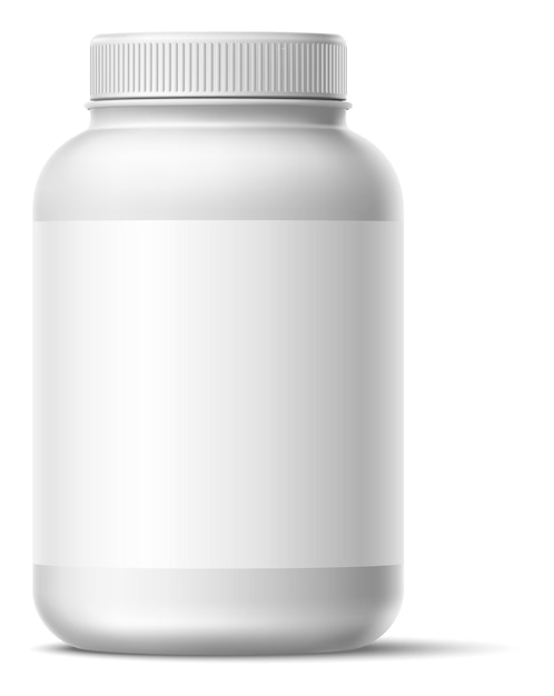 Vector supplement container mockup blank plastic lid jar