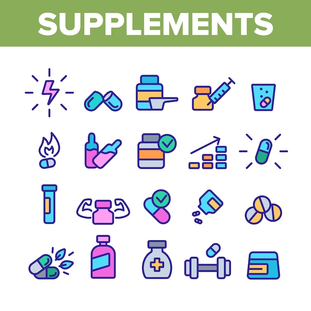 Supplements Collection Elements Icons Set 