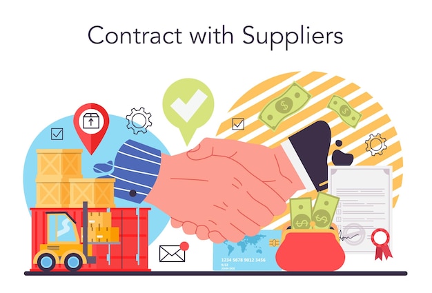 Vector suppliers concept b2b idea global logistic distribution service company as a customer business partnership modern technologies in sales isolated flat vector illustration