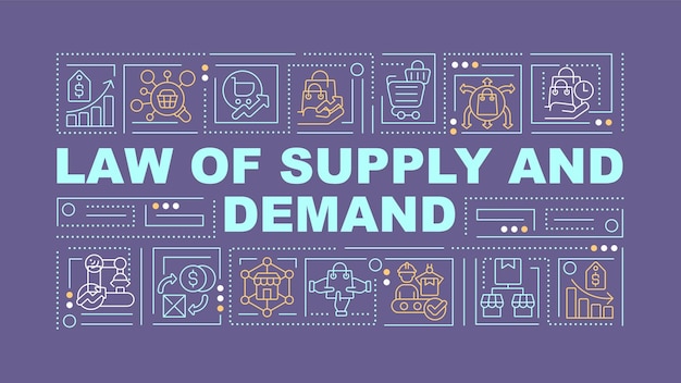 Vector supply demand analysis purple word concept