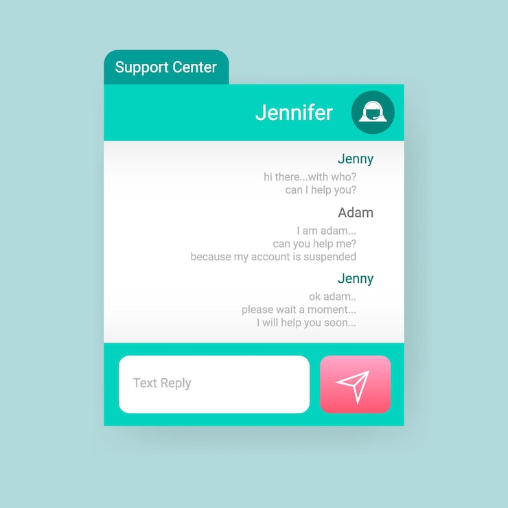 Vector support center user interface service online chat
