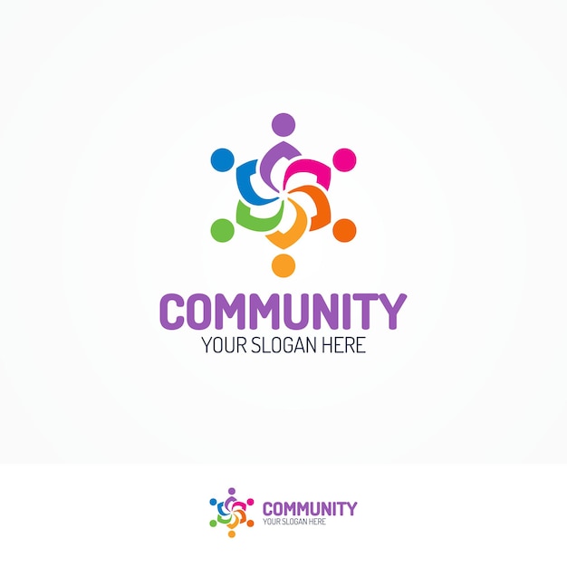 Premium Vector | Support community logo consisting as silhouette team ...