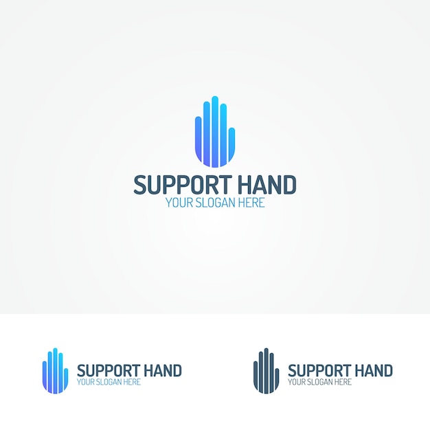 Support hand logo consisting of line modern flat style isolated on white background for use donate, social logo, partnership, communication, teamwork, family logo and etc. Vector Illustration