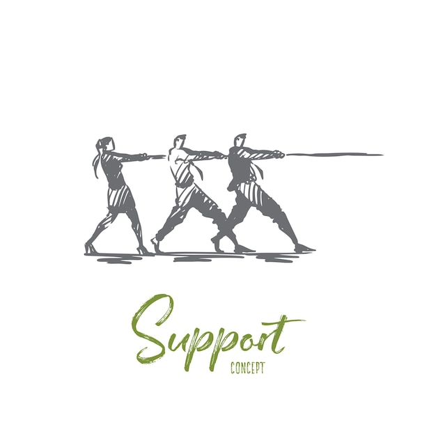 Support illustration in hand drawn