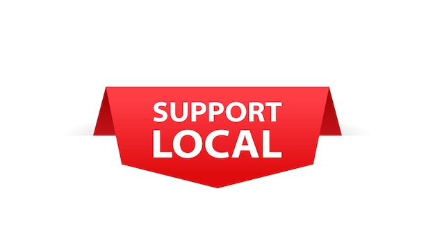 Support local sign flat red support local icon vector icon