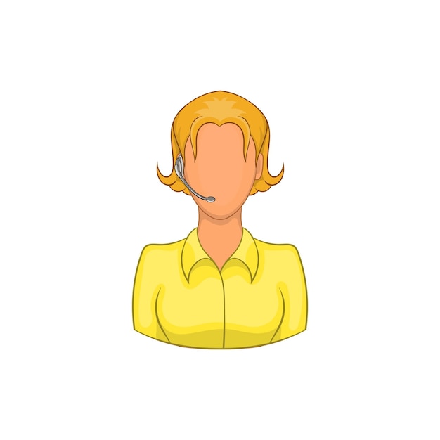 Support phone operator in headset icon in cartoon style on a white background