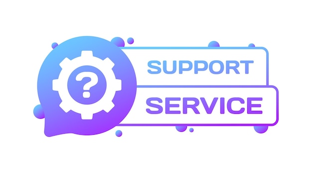 Vector support service sign flat purple gear icon support service button vector icon