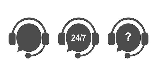 Support service and telemarketing vector icon set