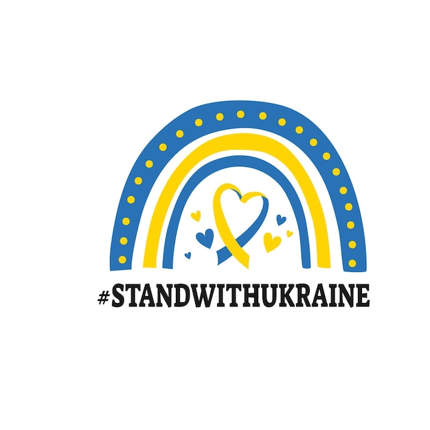Sostieni l'ucraina prega per l'illustrazione del concetto di pace in ucraina icona bandiera blu e gialla