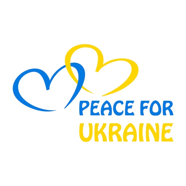 Support Ukraine text and Ukraine flag in heart shape concept vector illustration