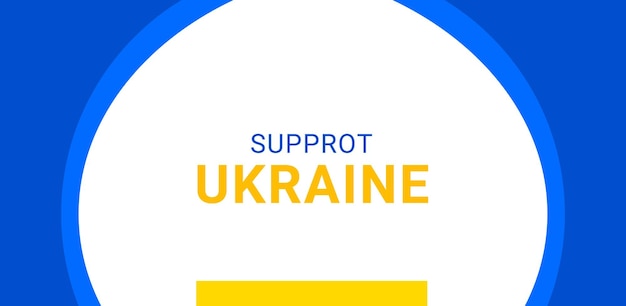 Support Ukraine text with background flag theme design vector premium Vector