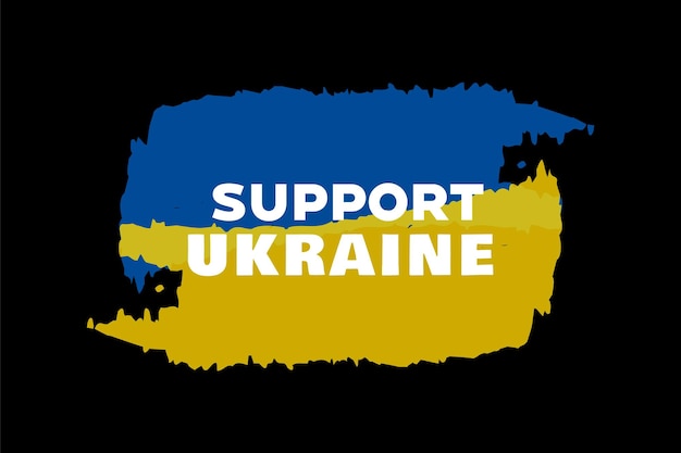 Support ukraine text with watercolor flag theme vector design