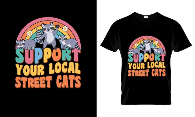 地元のストリートキャットを応援する カラフルなグラフィックTシャツ ベストセラーTシャツデザイン