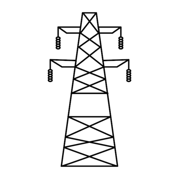 Supporti della rete elettrica ad alta tensione illustrazione vettoriale delle reti di trasmissione elettriche di utilità linee elettriche isolate su sfondo bianco