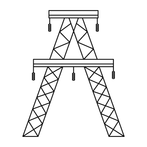 Supports of the highvoltage power grid vector illustration of utility electric transmission networks power lines isolated on white background