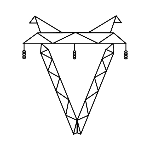 Supporti della rete elettrica ad alta tensione illustrazione vettoriale delle reti di trasmissione elettriche di utilità linee elettriche isolate su sfondo bianco