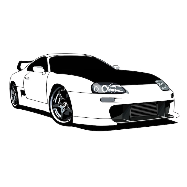 Supra race car black and white vector design