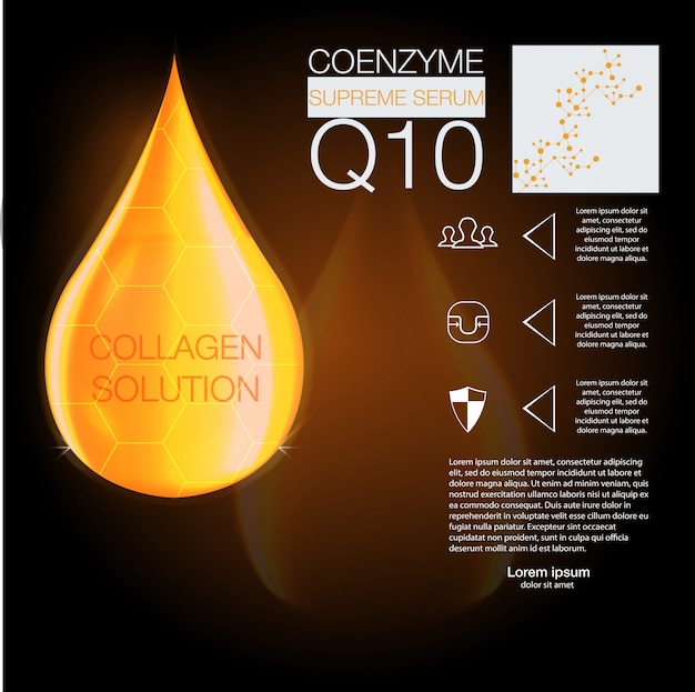 Supreme collageen olie drop essence met dna-helix. achtergrond concept skin care cosmetic.