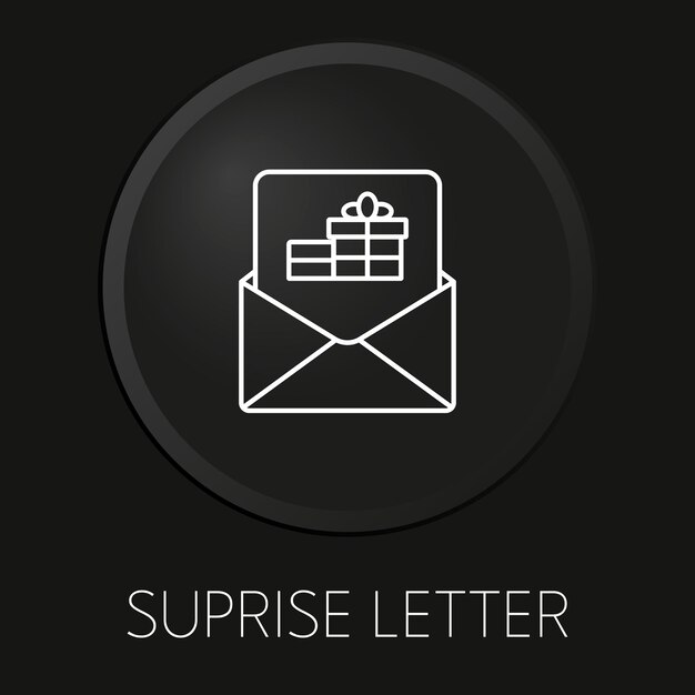 Vector suprise letter minimal vector line icon on 3d button isolated on black background premium vector